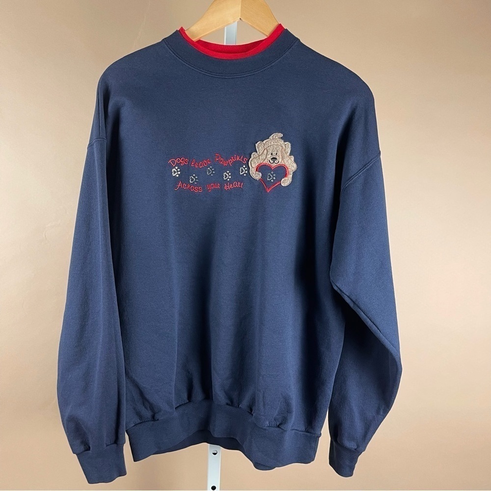 M&C Sportswear Women Large Athletic Sweatshirt Dogs Leave Pawprints Long Sleeve